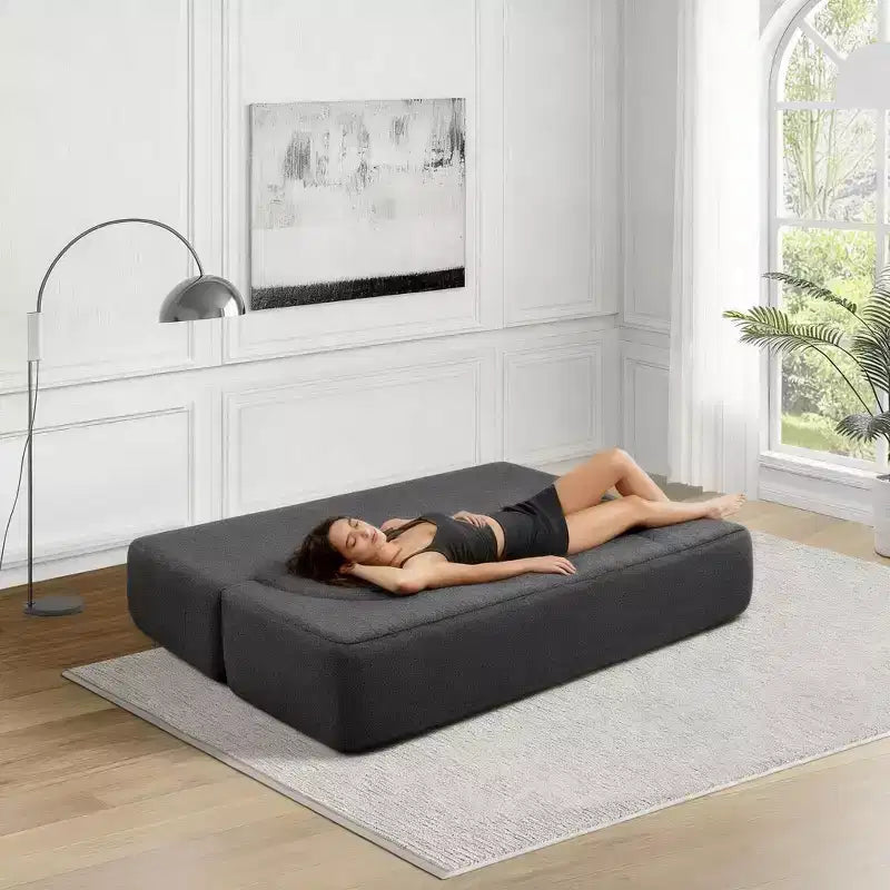 Divanetto trasformabile 2 in 1 Okak moderno e pieghevole con memory foam, comodo divano letto futon per soggiorno, appartamento