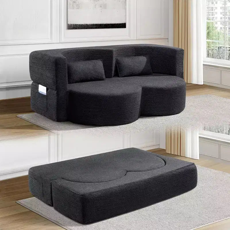 Divanetto trasformabile 2 in 1 Okak moderno e pieghevole con memory foam, comodo divano letto futon per soggiorno, appartamento