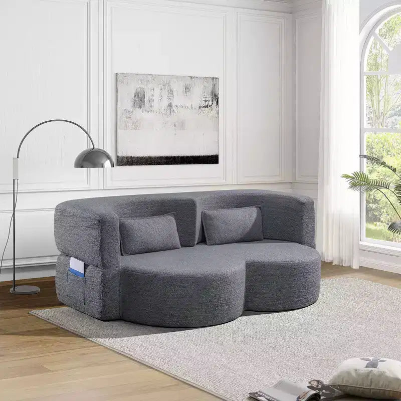 Divanetto trasformabile 2 in 1 Okak moderno e pieghevole con memory foam, comodo divano letto futon per soggiorno, appartamento