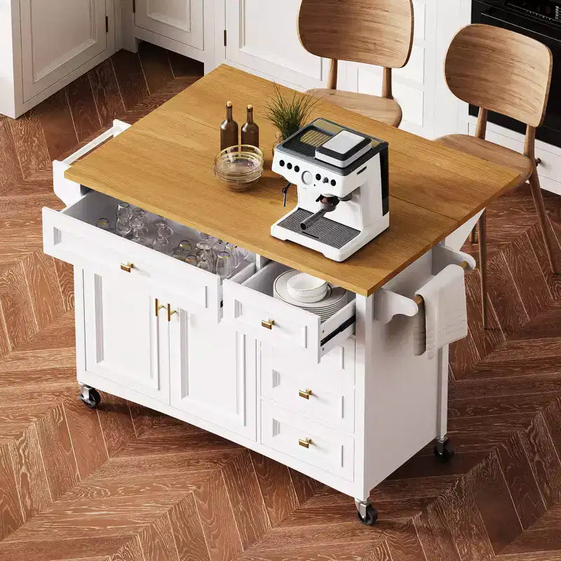 Isola da cucina Zeus & Ruta 52'' con texture goffrata, portaspezie, anta a ribalta e ripiano regolabile
