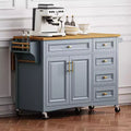 Zeus & Ruta 52'' Embossed Texture Kitchen Island with Spice Rack, Drop Leaf and Adjustable Shelf