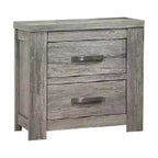 Royal Hampton Nightstand with Two Drawers and Metal Bar Handles, Gray