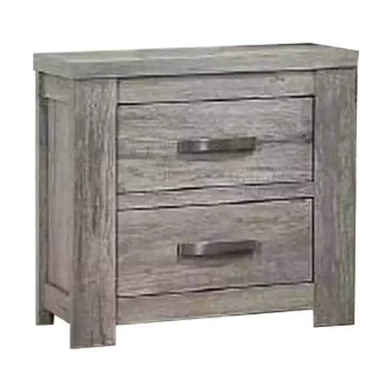 Royal Hampton Nightstand with Two Drawers and Metal Bar Handles, Gray