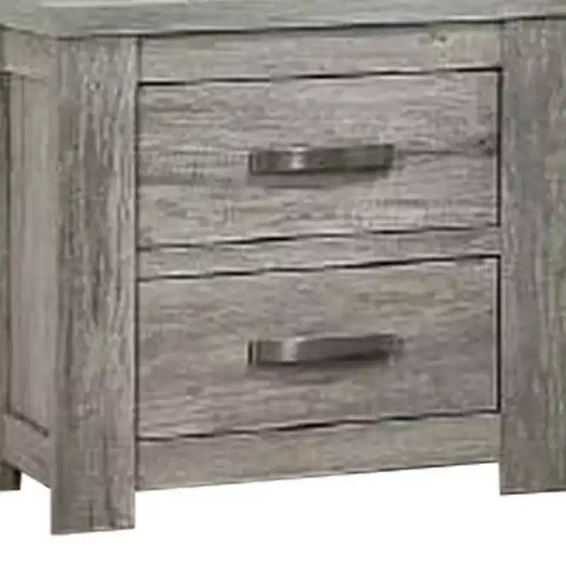 Comodino Royal Hampton con due cassetti e maniglie a barra in metallo, grigio