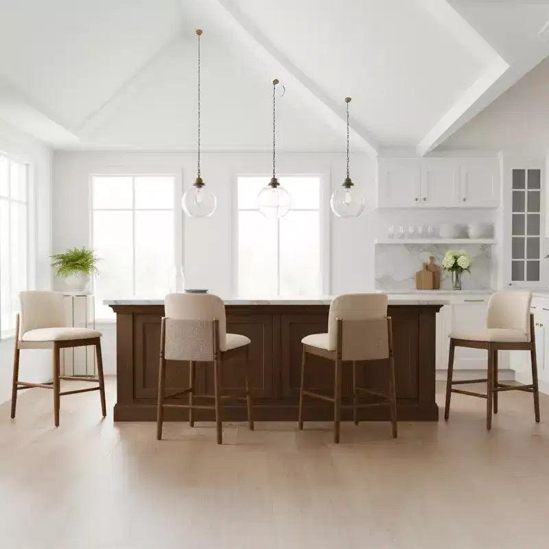 Christopher Knight Home Iven Sgabelli da bancone moderni imbottiti in legno di gomma (set da 4)