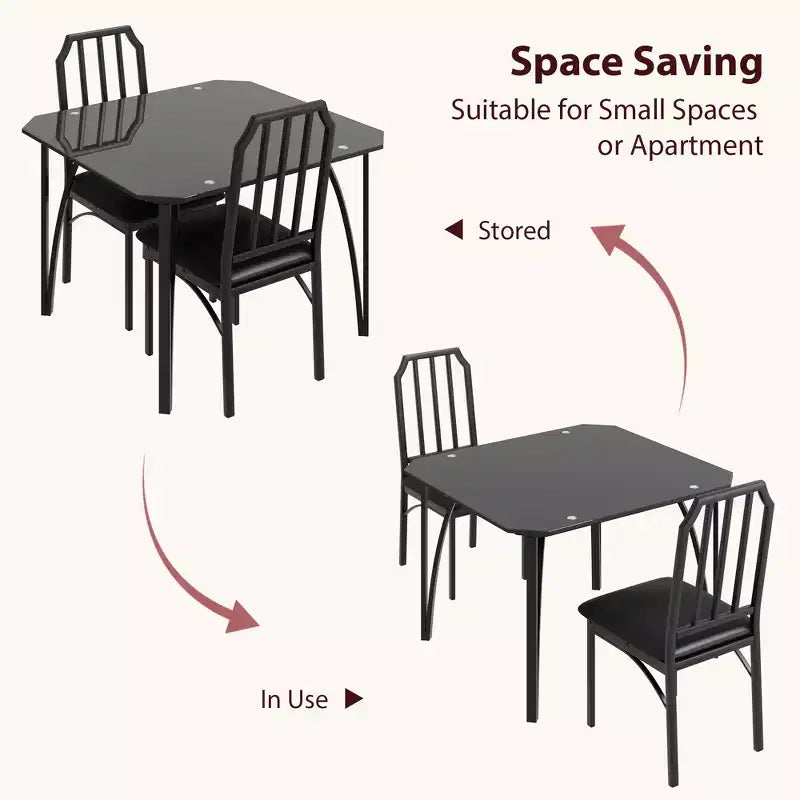 Set di 2 sedie per tavolo da cucina, Set tavolo da pranzo, Sedili imbottiti confortevoli, Set tavolo da cucina rettangolare, per piccoli spazi, casa, cucina
