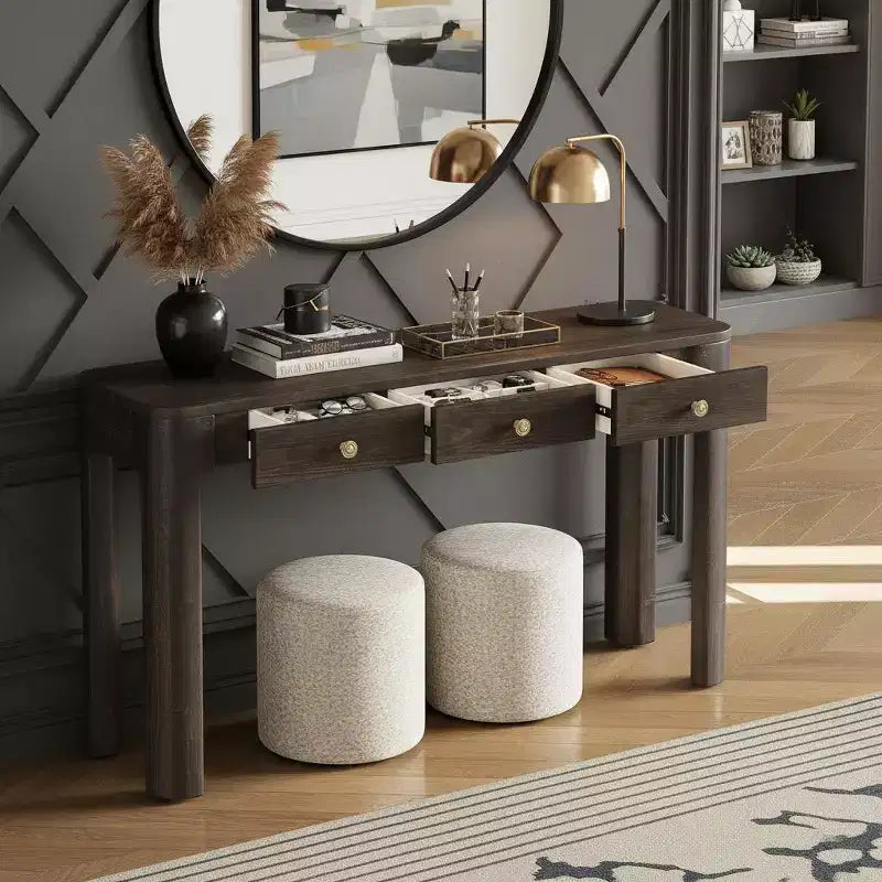 Console Polibi con bordi curvi e 3 cassetti nascosti