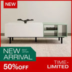 Tavolino da salotto Luck Live Moderno con 2 cassetti, design bicolore, ripiani aperti, maniglia nascosta e gambe in metallo