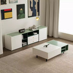 Tavolino da salotto Luck Live Moderno con 2 cassetti, design bicolore, ripiani aperti, maniglia nascosta e gambe in metallo