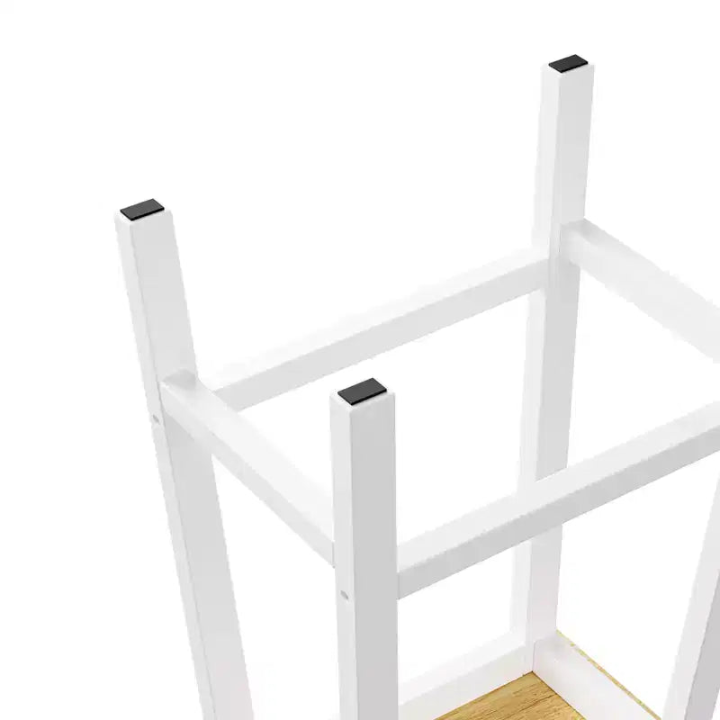 EHMKNP Sgabelli alti da bancone da 65 cm con poggiapiedi, sedile in legno e struttura in metallo nero, sgabelli da cucina rustici per sala da pranzo, pub o caffetteria