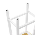 EHMKNP Sgabelli alti da bancone da 65 cm con poggiapiedi, sedile in legno e struttura in metallo nero, sgabelli da cucina rustici per sala da pranzo, pub o caffetteria