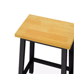 EHMKNP Sgabelli alti da bancone da 65 cm con poggiapiedi, sedile in legno e struttura in metallo nero, sgabelli da cucina rustici per sala da pranzo, pub o caffetteria