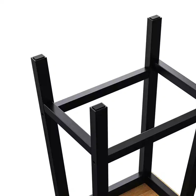 EHMKNP Sgabelli alti da bancone da 65 cm con poggiapiedi, sedile in legno e struttura in metallo nero, sgabelli da cucina rustici per sala da pranzo, pub o caffetteria