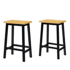 EHMKNP 25.6 Tall Counter Chairs with Footrests, Wood Seat & Black Metal Frame, Rustic Kitchen Stools for Dining Room, Pub, or Coffee Bar