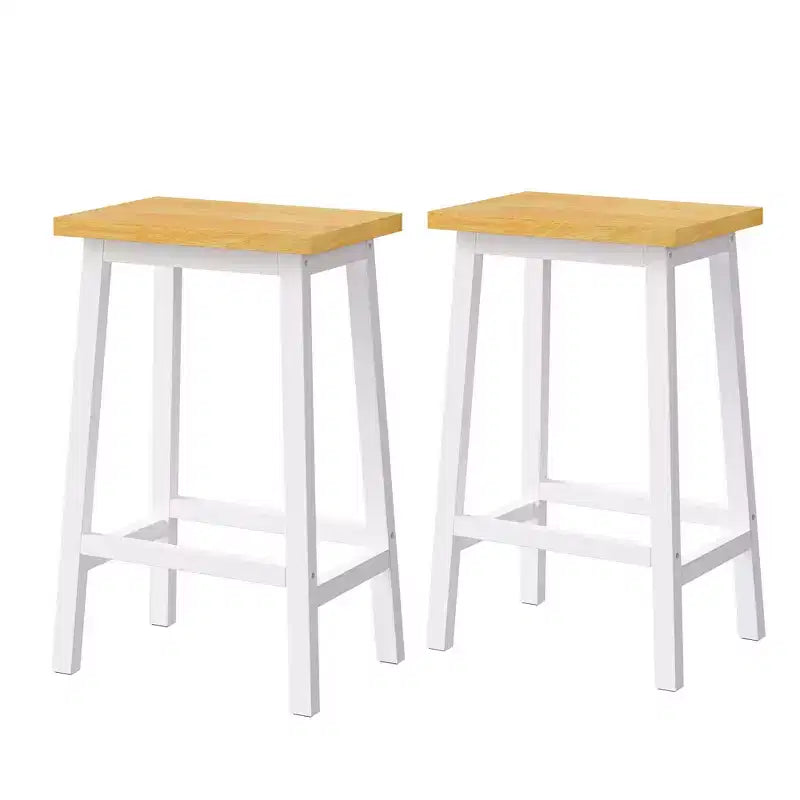 EHMKNP Sgabelli alti da bancone da 65 cm con poggiapiedi, sedile in legno e struttura in metallo nero, sgabelli da cucina rustici per sala da pranzo, pub o caffetteria