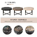 Tavolino Ottagonale da Caffè, Tavolino Laterale Vintage in Legno Patchwork, Tavolino da Divano in Stile Rustico con Gambe Metalliche Incrociate per Soggiorno, Sala d'Aspetto