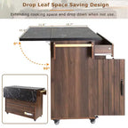 Isola da cucina Pexfix con mobiletto per pattumiera Carrello da cucina con anta a ribalta, portaspezie, portasciugamani e cassetto con ripiano regolabile, noce