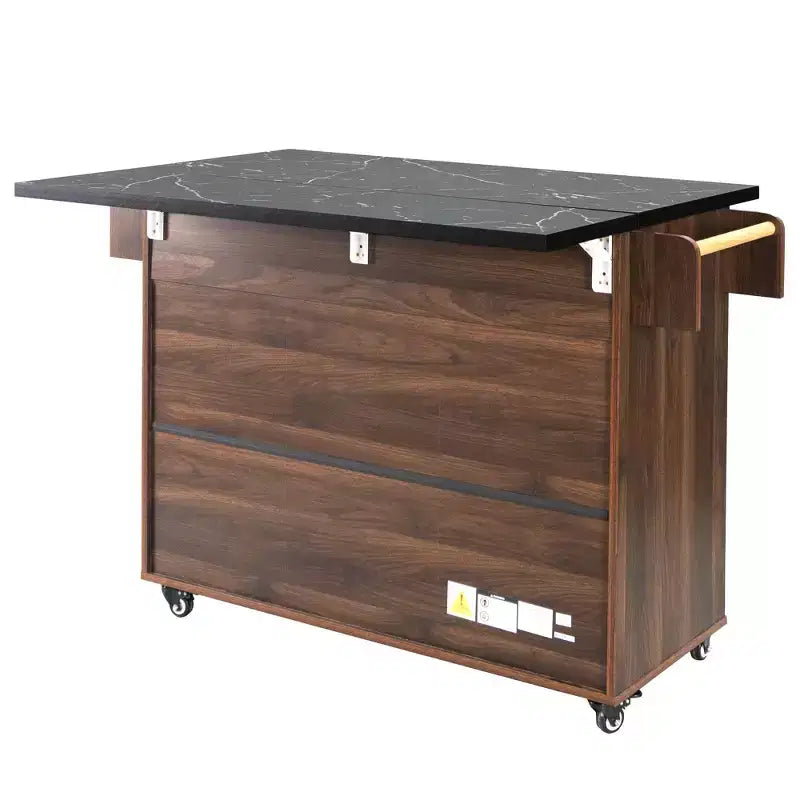 Isola da cucina Pexfix con mobiletto per pattumiera Carrello da cucina con anta a ribalta, portaspezie, portasciugamani e cassetto con ripiano regolabile, noce