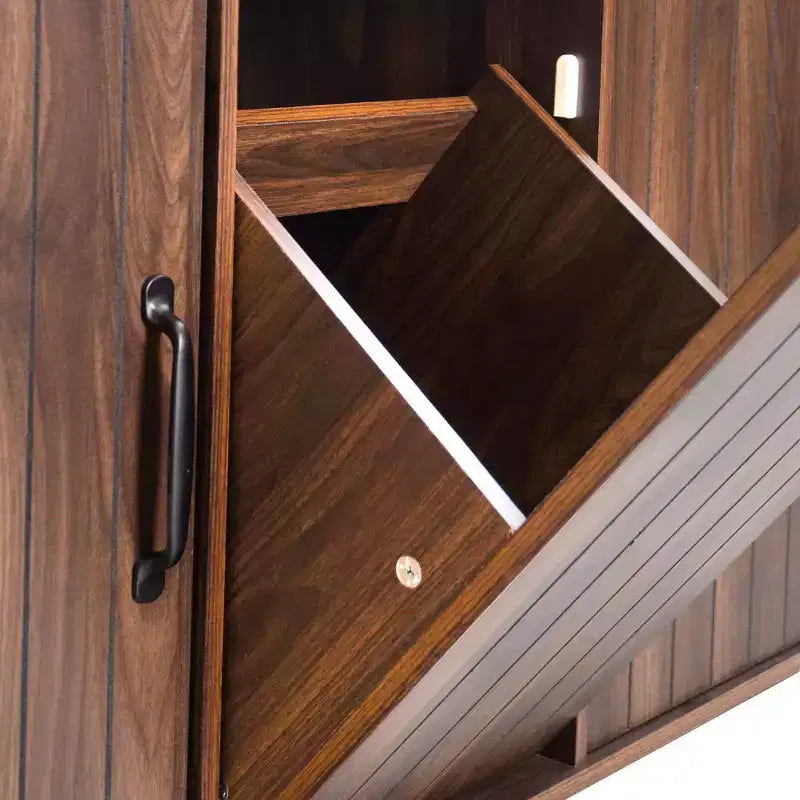 Isola da cucina Pexfix con mobiletto per pattumiera Carrello da cucina con anta a ribalta, portaspezie, portasciugamani e cassetto con ripiano regolabile, noce