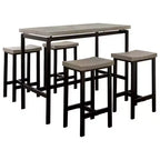 Set da 5 pezzi tavolo da altezza bancone in legno Royal Hampton in marrone naturale e nero