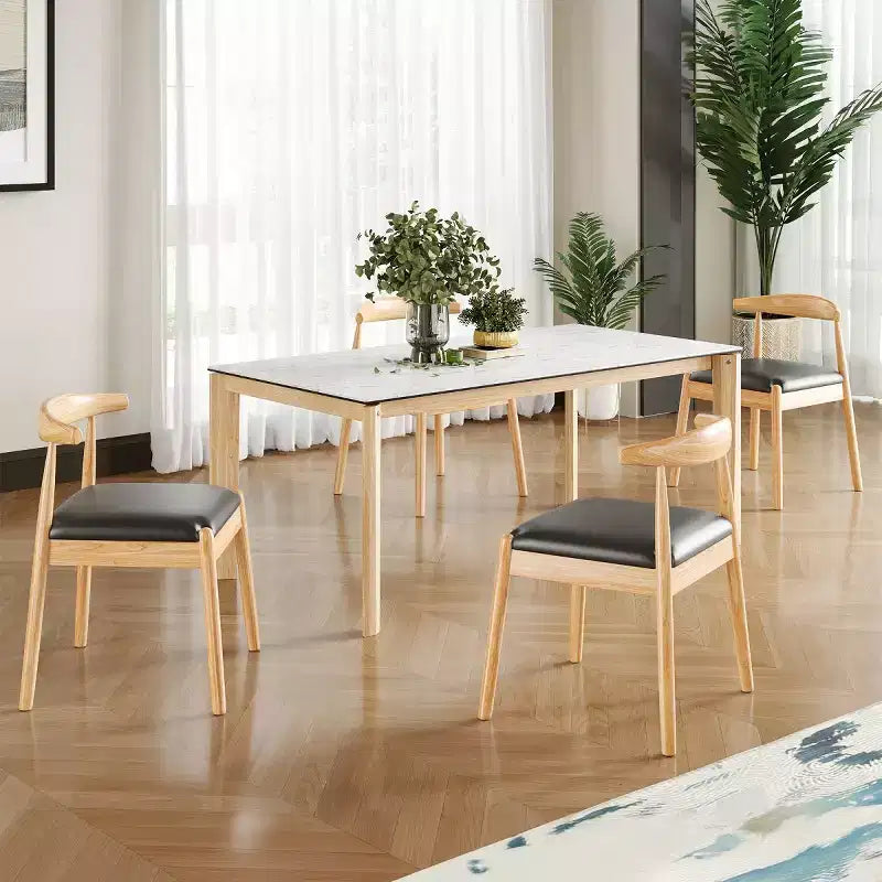 Set di 2 sedie da pranzo in similpelle stile Mid-Century Modern con struttura in legno massello, sedie senza braccioli per sala da pranzo o soggiorno-Panipeachy