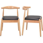 Set di 2 sedie da pranzo in similpelle stile Mid-Century Modern con struttura in legno massello, sedie senza braccioli per sala da pranzo o soggiorno-Panipeachy