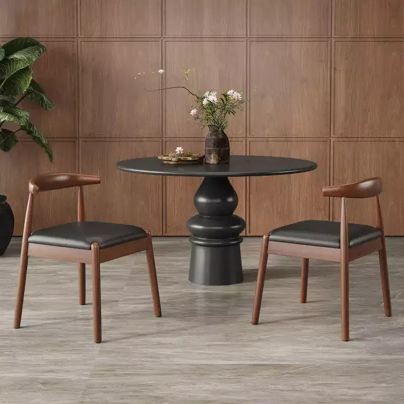 Set di 2 sedie da pranzo in similpelle stile Mid-Century Modern con struttura in legno massello, sedie senza braccioli per sala da pranzo o soggiorno-Panipeachy