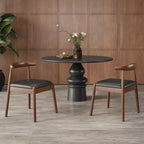 Set di 2 sedie da pranzo in similpelle stile Mid-Century Modern con struttura in legno massello, sedie senza braccioli per sala da pranzo o soggiorno-Panipeachy