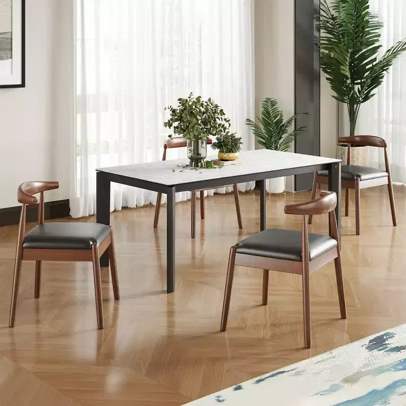 Set di 2 sedie da pranzo in similpelle stile Mid-Century Modern con struttura in legno massello, sedie senza braccioli per sala da pranzo o soggiorno-Panipeachy