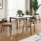 Set di 2 sedie da pranzo in similpelle stile Mid-Century Modern con struttura in legno massello, sedie senza braccioli per sala da pranzo o soggiorno-Panipeachy