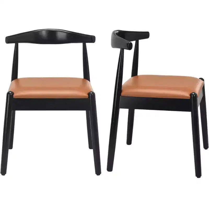 Set di 2 sedie da pranzo in similpelle stile Mid-Century Modern con struttura in legno massello, sedie senza braccioli per sala da pranzo o soggiorno-Panipeachy