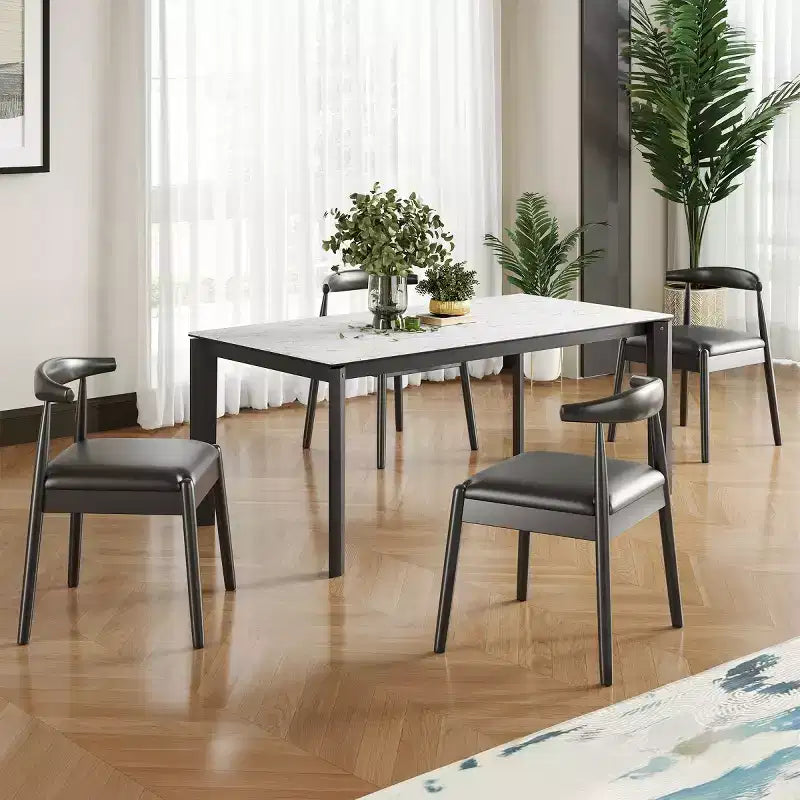 Set di 2 sedie da pranzo in similpelle stile Mid-Century Modern con struttura in legno massello, sedie senza braccioli per sala da pranzo o soggiorno-Panipeachy