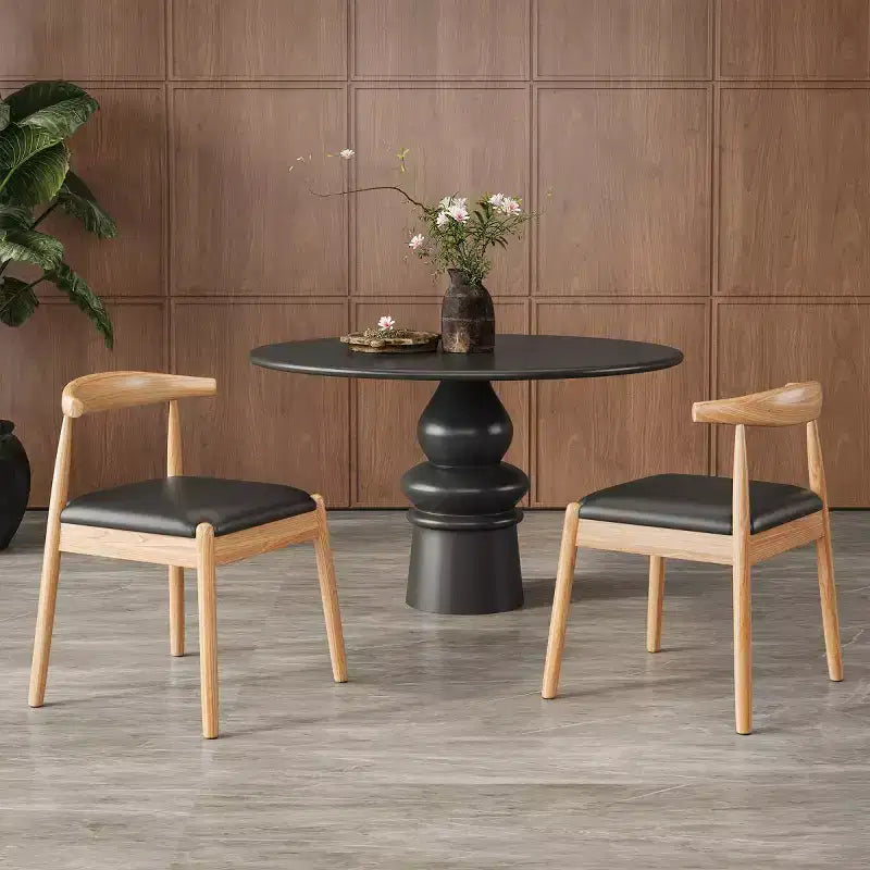 Set di 2 sedie da pranzo in similpelle stile Mid-Century Modern con struttura in legno massello, sedie senza braccioli per sala da pranzo o soggiorno-Panipeachy
