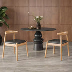 Set di 2 sedie da pranzo in similpelle stile Mid-Century Modern con struttura in legno massello, sedie senza braccioli per sala da pranzo o soggiorno-Panipeachy