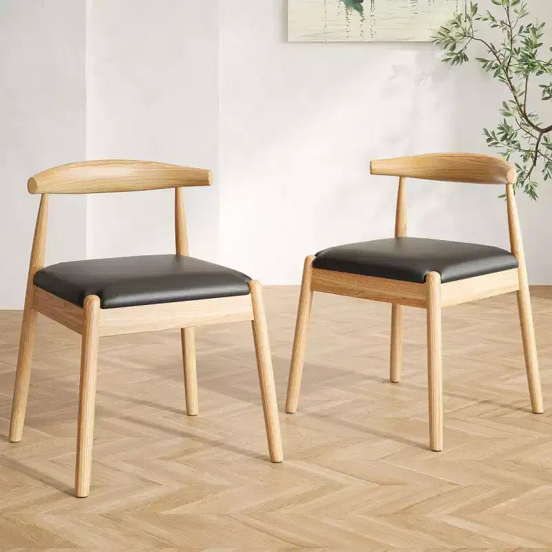 Set di 2 sedie da pranzo in similpelle stile Mid-Century Modern con struttura in legno massello, sedie senza braccioli per sala da pranzo o soggiorno-Panipeachy