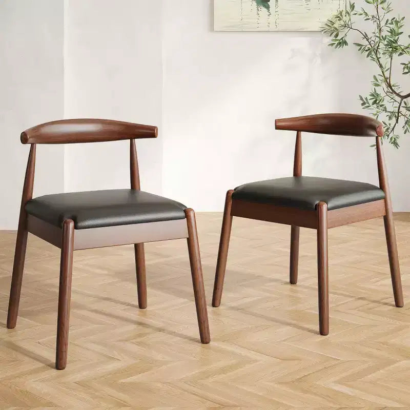 Set di 2 sedie da pranzo in similpelle stile Mid-Century Modern con struttura in legno massello, sedie senza braccioli per sala da pranzo o soggiorno-Panipeachy