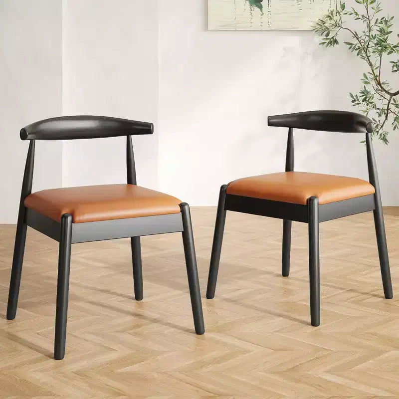 Set di 2 sedie da pranzo in similpelle stile Mid-Century Modern con struttura in legno massello, sedie senza braccioli per sala da pranzo o soggiorno-Panipeachy