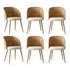 Sedie da Pranzo Imbottite in Rattan Set da 6/8, Sedie da Cucina a Botte Senza Braccioli in Lino con Schienale Curvo in Paglia di Vienna e Gambe in Metallo Effetto Legno - Panipeachy