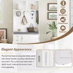 Okak Elegant Mobile Guardaroba con Ante Scorrevoli e 6 Ganci Argentati, Appendiabiti con Panca Imbottita e Scarpiera per Ingresso, Soggiorno, Bianco