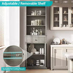 COZONY Armadio Contenitore Alto 170 cm con Ante e Ripiani, Dispensa Organizzatore Autoportante