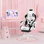 Okak Sedia Girevole da Gaming per Animali Carini e Moderni con Cuscino Lombare a Zampa, Sedia da Lavoro Ergonomica e Alta per Computer per Adulti