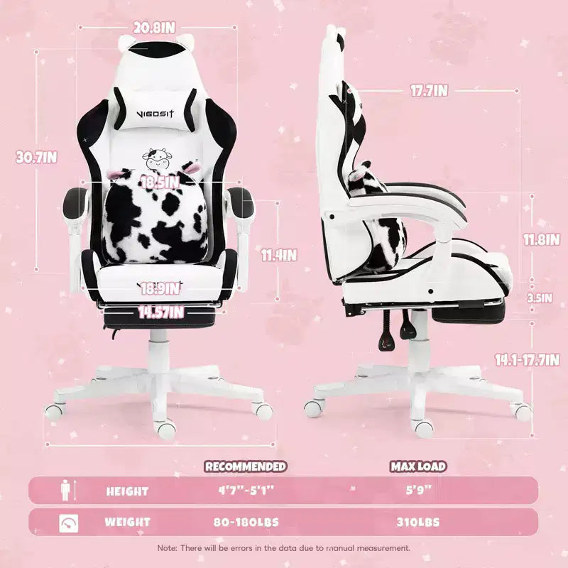 Okak Sedia Girevole da Gaming per Animali Carini e Moderni con Cuscino Lombare a Zampa, Sedia da Lavoro Ergonomica e Alta per Computer per Adulti