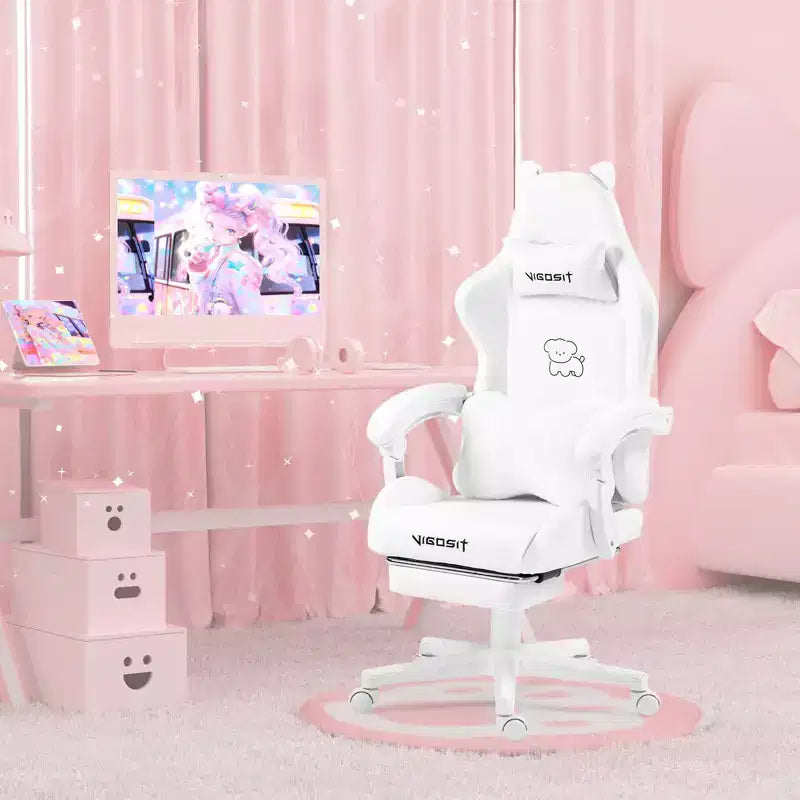 Okak Sedia Girevole da Gaming per Animali Carini e Moderni con Cuscino Lombare a Zampa, Sedia da Lavoro Ergonomica e Alta per Computer per Adulti