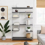 Libreria Royal Hampton con 7 ripiani e motivo geometrico, argento e grigio scuro