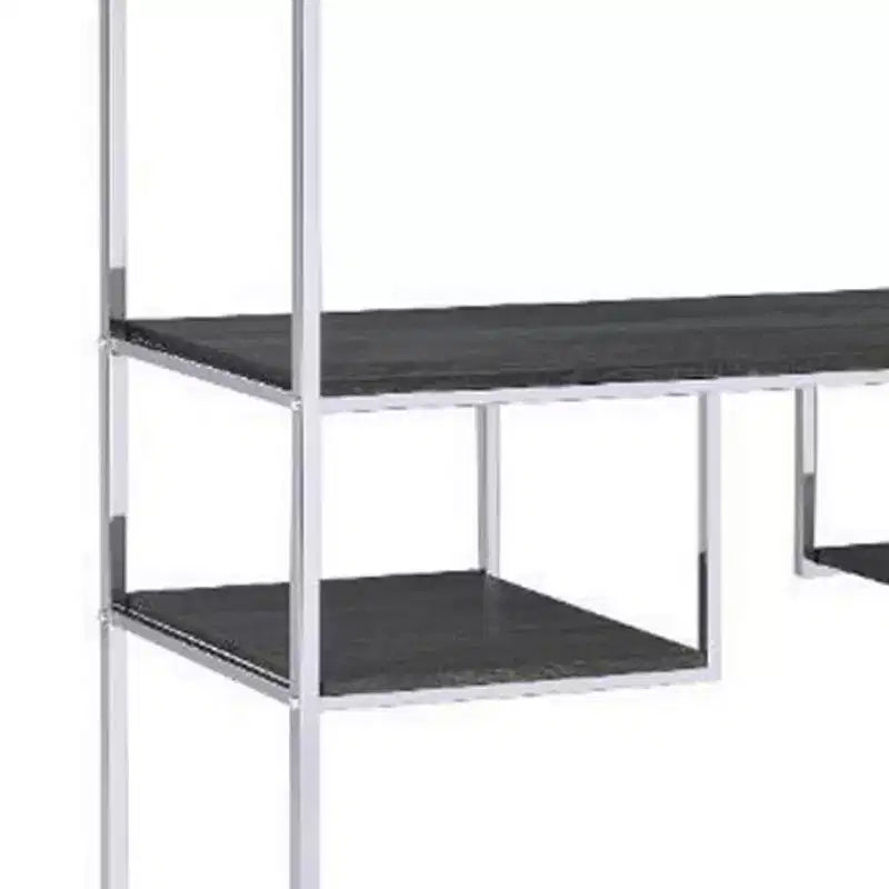 Libreria Royal Hampton con 7 ripiani e motivo geometrico, argento e grigio scuro