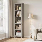 Libreria alta 180 cm con ripiani regolabili e larghezza 80 cm, scaffale a 5 ripiani in stile rustico con gambe in legno, libreria vintage per soggiorno