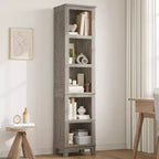 Libreria alta 180 cm con ripiani regolabili e larghezza 80 cm, scaffale a 5 ripiani in stile rustico con gambe in legno, libreria vintage per soggiorno