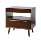 Phil 2 - Drawer end table with Integrated Charging Station and Pull-Out Tray Set of 2HULALA HOME
