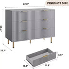 Credenza moderna con 6 cassetti profondi a coste e gambe in metallo, cassettiera organizer in legno, tavolino per camera da letto, soggiorno, corridoio, camera dei bambini