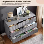 Credenza moderna con 6 cassetti profondi a coste e gambe in metallo, cassettiera organizer in legno, tavolino per camera da letto, soggiorno, corridoio, camera dei bambini